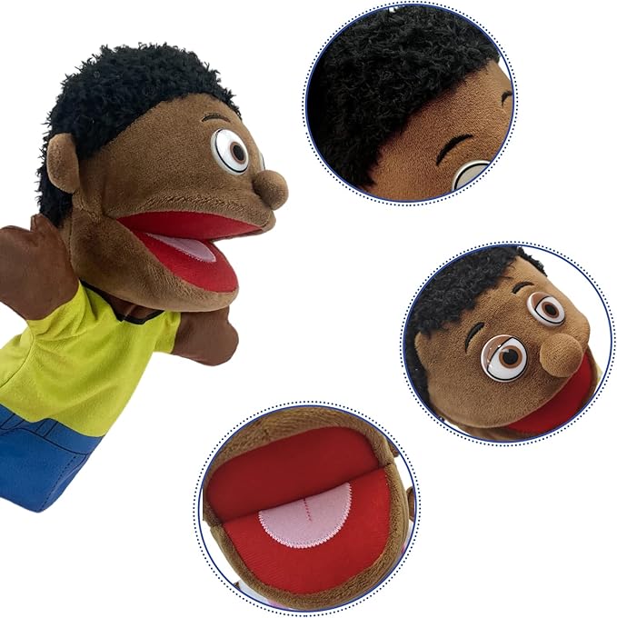 Family Hand Puppets, Puppets for Adults Puppets for Kids Role Paly Family Members 11.8 INCH, Multicultural Finger Puppet with Movable Mouth Soft Plush Puppets for Storytelling Teaching (African Style)