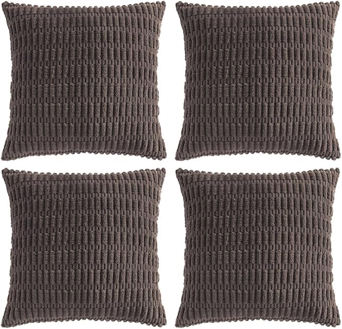 Fancy Homi 4 Packs Decorative Throw Pillow Covers for Living Room Couch Bed, Modern Farmhouse Boho Home Décor Accent Cushion Case, 26" x 26", Dark Brown