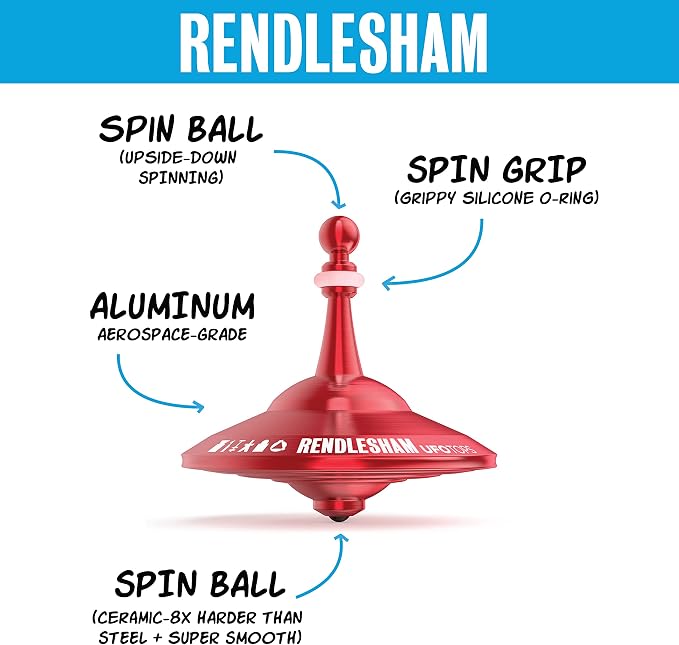 UFO Tops Rendlesham - Metal Spinning Fidget Top - Inspired by The Documented 1980 UFO Sighting in Rendlesham, England (Color: Siren Red)