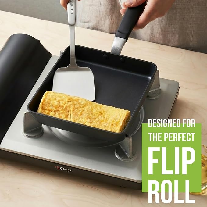 TECHEF - Tamagoyaki Japanese Omelette Pan/Egg Pan Skillet, PFOA-Free, Dishwasher Safe, Induction-Ready, Made in Korea (Black/Large)