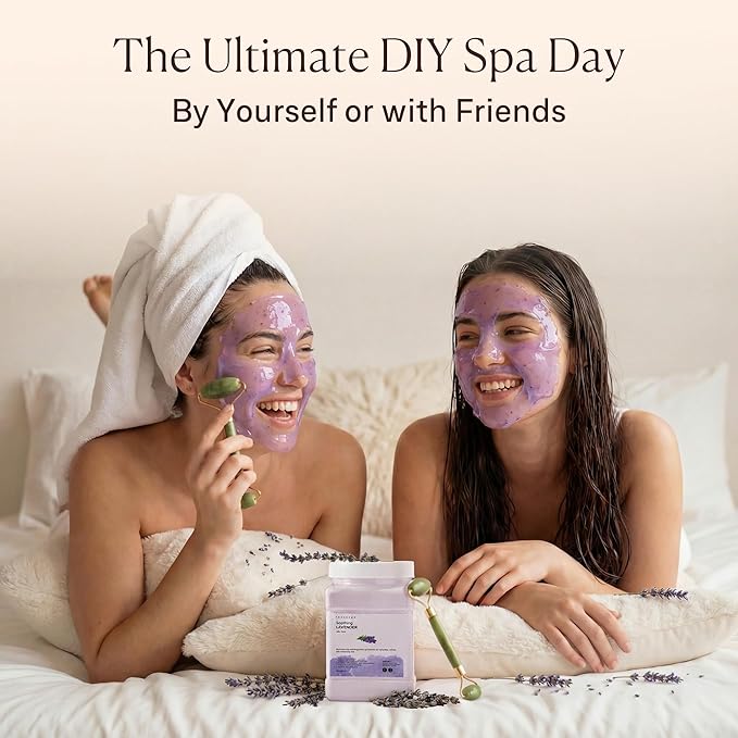 Jelly Face Mask for Facials - Lavender Hydrating, Brightening & Nourishing Jelly Mask with Free Jade Roller & Spatula | Professional Hydrojelly Masks | Vajacial Jelly Mask | 23 Oz Jar Skin Care
