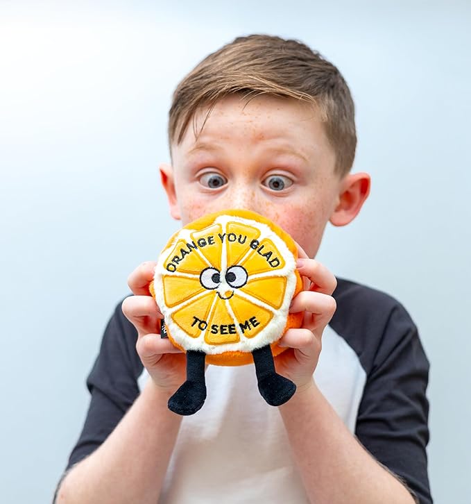 Orange Plushie - Orange Your Glad to See Me Punny Plush, Cute Food Plushie Gift for Kids