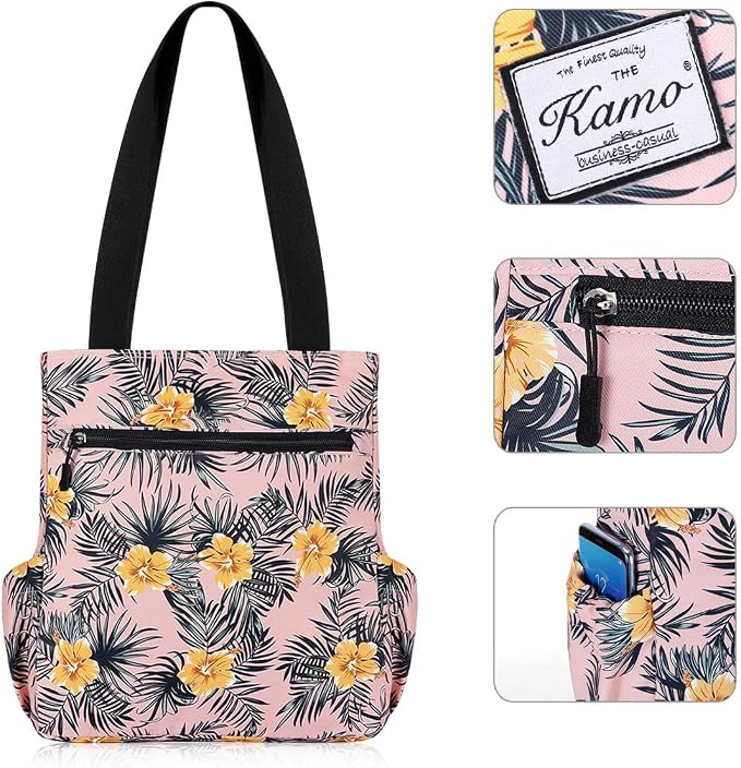 KAMO Floral Tote Bag - Waterproof Lightweight Handbags Travel Shoulder Bag for Hiking Yoga Gym Swimming Travel Beach