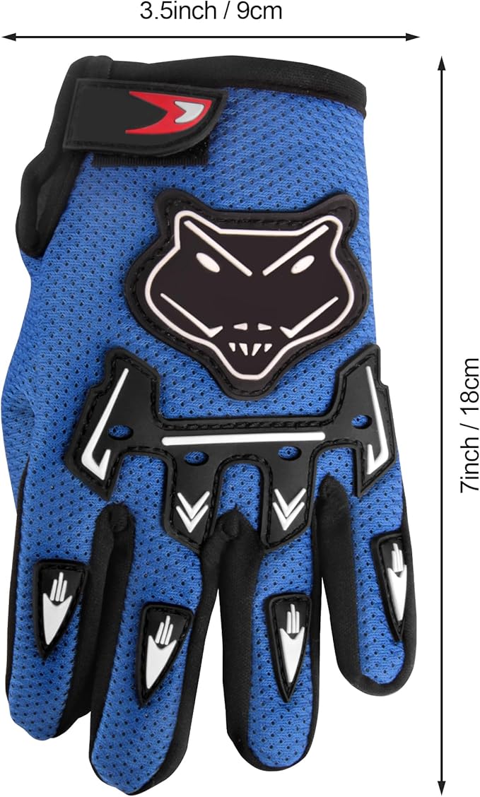 Kids Dirt Bike Gloves, Kids & Youth Power Sports Riding Gloves for Motorcycle, BMX, Mountain Bike, ATV, Full Finger Children Gloves for Outdoor Sports Cycling Camping Fishing
