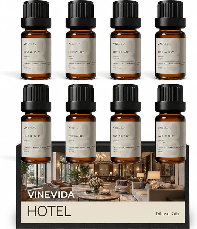 VINEVIDA Hotel Diffuser Oil Collection [Set of 8] - Scented Oil | Aromatherapy Diffuser Oils | Made in USA