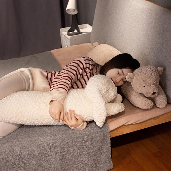 Hofun4U Rabbit Plush Pillow, Rabbit Stuffed Animal, Rabbit Plush Long Body Pillow Gift for Kids Adults (White,47 inch)