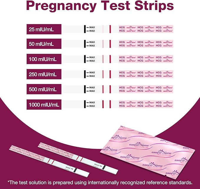 Easy@Home Pregnancy Test Strips: 40 Bulk Pregnancy Strips, Early Detection hCG Test Kit - Pruebas de Embarazo, Powered by Premom APP | 40 Pack