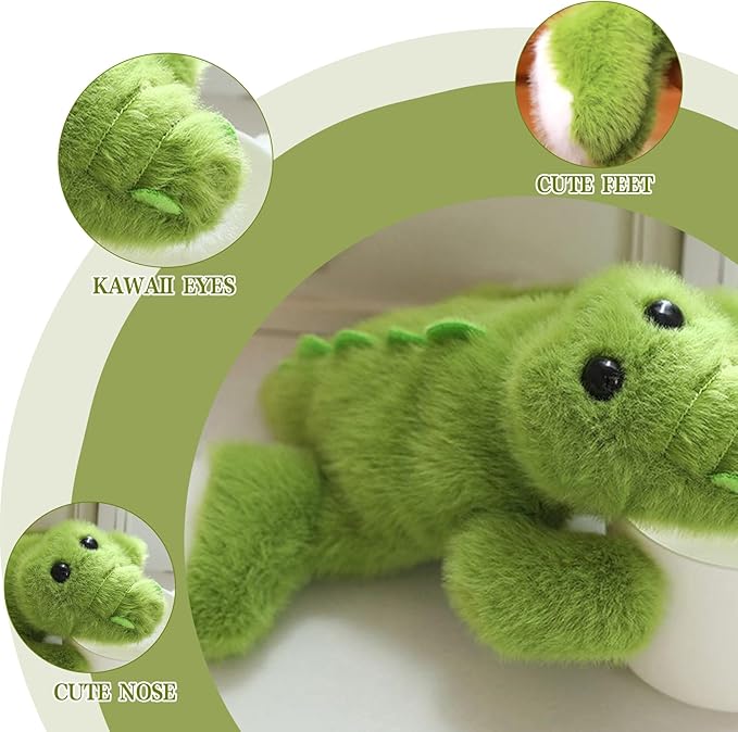 7.8in Green Alligator Plush Stuffed Animal Cute Green Alligator Plush Toy Ultra Soft Hugging Gift for Kids Girls Boys (Alligator)