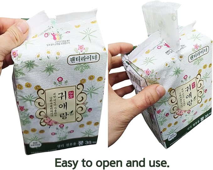 귀애랑 Korea Women's Panty Liners, 17.5cm (Long), Breathable & Comfortable, Individually Wrapped, 38 Count