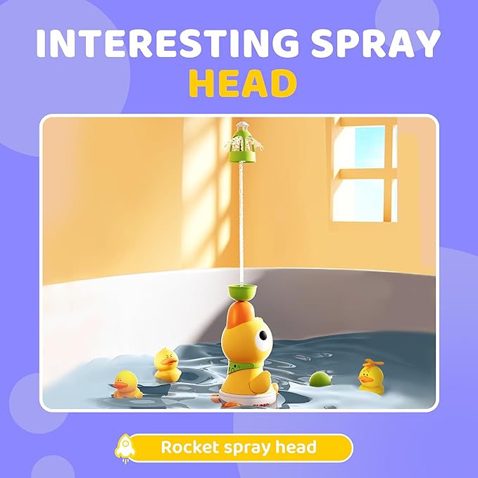 Baby Bath Toys, Baby Bath Shower Head for Bathtub with 1 Adjustable Sprayer, Control The Flow Rinser Babies with 3 Squirting Ducks for Newborns, Toddlers Kids in Bathtub Sink