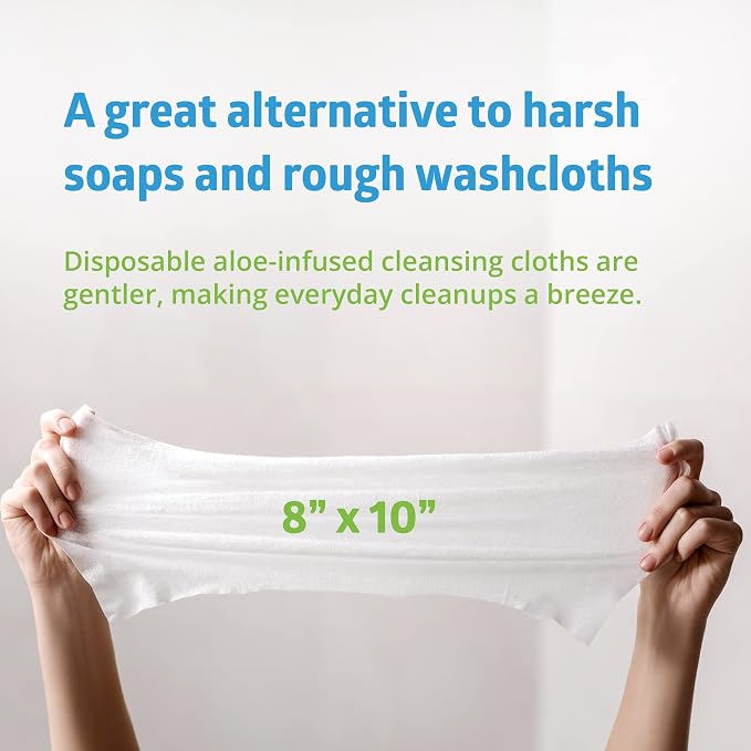 FitRight Personal Cleansing Wipes with Aloe 8x10 Unscented 600 Count | Moisturizing Body Wipes for Adults, Incontinence Cleaning, Cloth Wipes for Elderly Care & Bathing