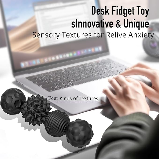 Large Magnetic Sensory Fidget Ball Toy, 4Pcs Silicone Sensory Stress Relief Toys for Adults, Teens with Autism, ADHD, Anxiety, Stocking Stuffers for Women Men Teen Gift (Blcak-4, Large)