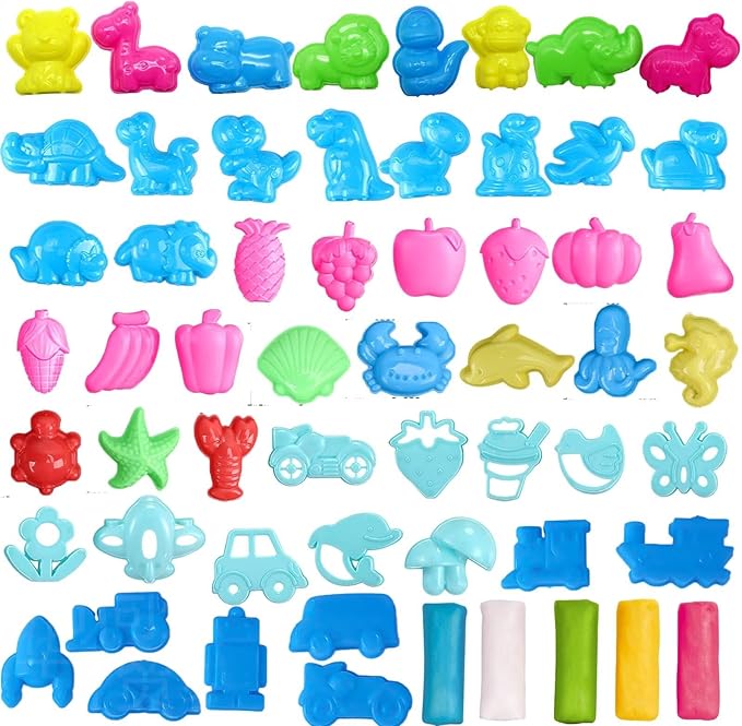 Unleash Creativity with 53 Pcs Play Dough Tools Sets Dough Whit 5 Bright Color Dough.Ideal as a Gift for Kids Aged 3-4-8 Years