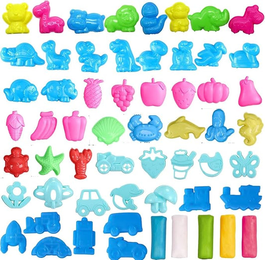 Unleash Creativity with 53 Pcs Play Dough Tools Sets Dough Whit 5 Bright Color Dough.Ideal as a Gift for Kids Aged 3-4-8 Years
