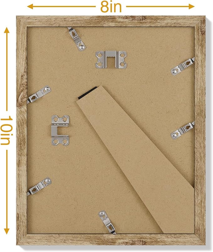 Vittanly 8x10 Picture Frames Set of 9 for Wall Mount & Tabletop, Light Oak | Display Pictures 5x7 with Mat or 8x10 without Mat, Small Photo Frames, Engineered Wood with Shatter Resistant Plexiglass