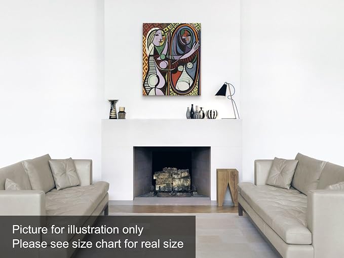 Niwo ART - Girl before a Mirror, World's Most Famous Paintings Series, Canvas Wall Art Home Decor, Gallery Wrapped, Stretched, Framed Ready to Hang (24"x20"x3/4")