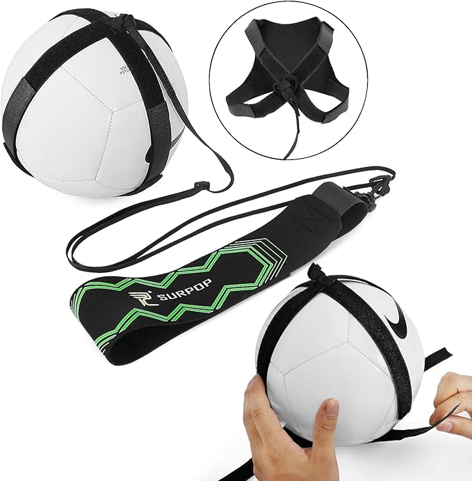 Surpop Soccer/Volleyball/Rugby Trainer, Football Kick Throw Solo Practice Training Aid Control Skills Adjustable Waist Belt for Kids Adults