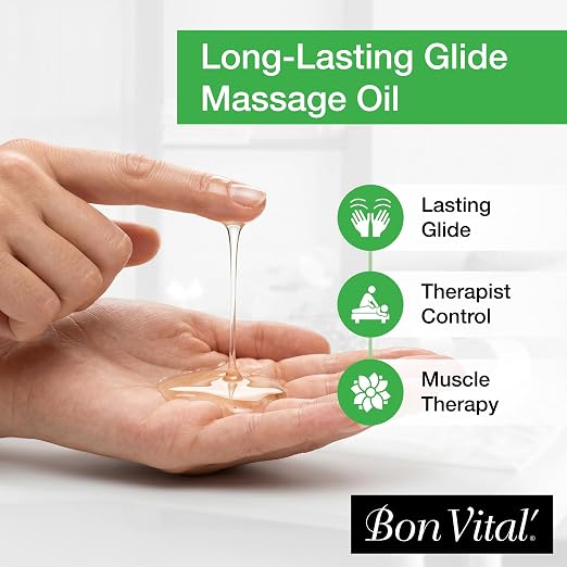 Bon Vital Naturale Massage Oil Made with Natural Ingredients for an Earth-Friendly & Relaxing Massage, Revives & Rehydrates Dry Skin Naturally, with Green Tea Extract for Added Skin Benefits, 1/2 Gal