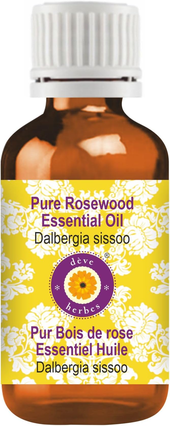 Deve Herbes Pure Rosewood Essential Oil (Dalbergia Sissoo) Steam Distilled 15ml (0.50 oz)