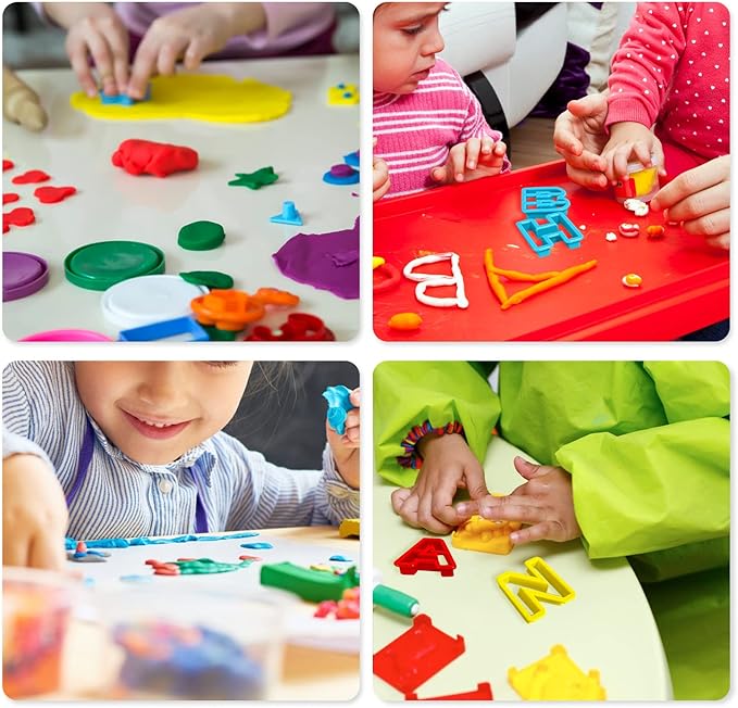 Alphabet Dough Cutter Kit with 26 Capital Letters,Clay Tools Set & Play Dough Non-Toxic Modeling 1 inch-2 inch, Assorted Colors