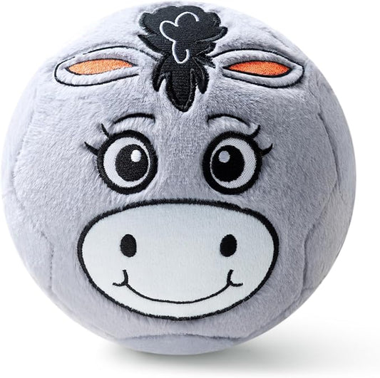Silent Indoor Soccer Balls for Toddlers, Inflatable Soft Plush Baby Toddler Soccer Ball Toys Gifts for 0+Year Old Boy Girl First Birthday Gift (Donkey, Pump Include)