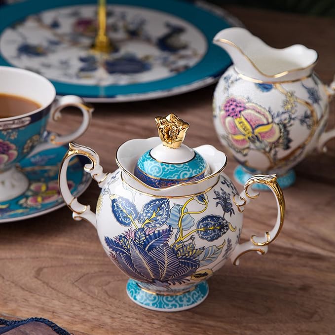 ACMLIFE Porcelain Tea Sets with 24K Gold, Vintage British English Afternoon Tea Sets for 6, Luxury Tea Sets for Women Party for Gifts Tea Sets for Adults Bone China