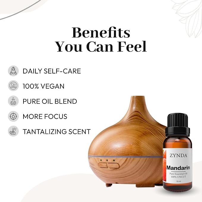 Mandarin Essential Oil – Pure & Natural Mandarin Oil | Uplifting Citrus Aroma for Aromatherapy, Diffuser & Massage | Lab Tested 100% Uncut Essential Oils, Therapeutic Grade – 10ml