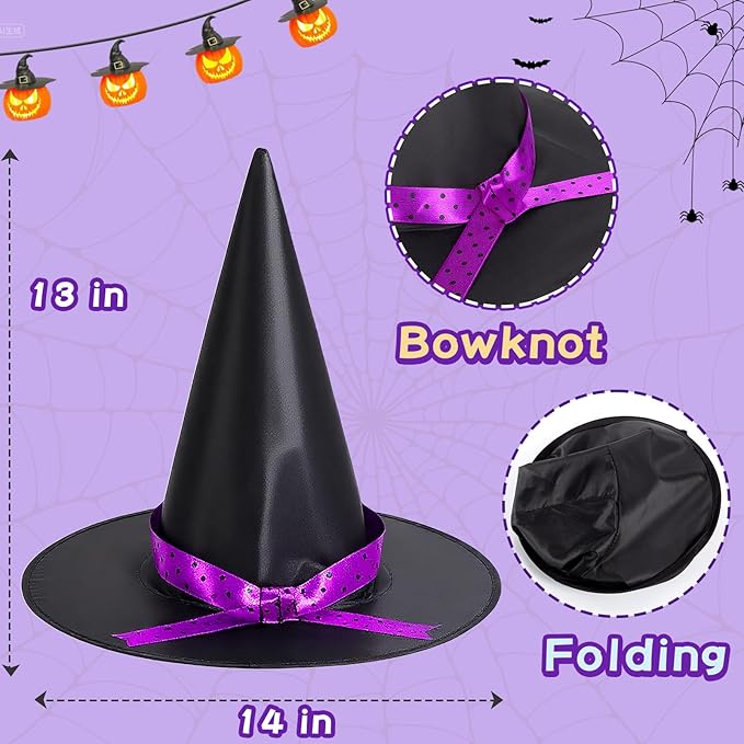 Witches Costume for Girls 3-8 6-12, Halloween Witches Dresses with Broom, Hat for Role Playing, Fairytale Halloween Party Birthday Gifts for Kids Toddlers Girls Age 3-5 5-8 8-12(Small)