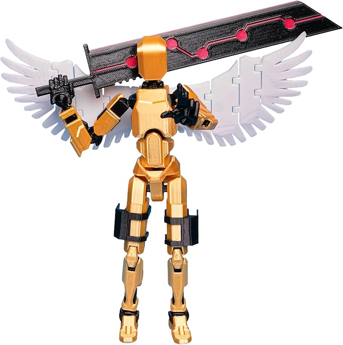 (Assembly Completed Dummy 20 Action Figure, 8.1 inches, Strong Magnetic Accessories, 8 Types of Weapons 3D Printed Robot Multi-Jointed Movable, Spider Ninja Series (Dark Gold)