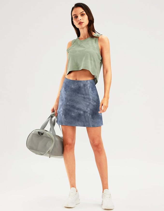 16" Golf Skirt with 2 Zipper Pockets | Tee Holder, Mesh Shorts, High Waisted, Casual, Pickleball, Athletic, Tennis, Skorts for Women