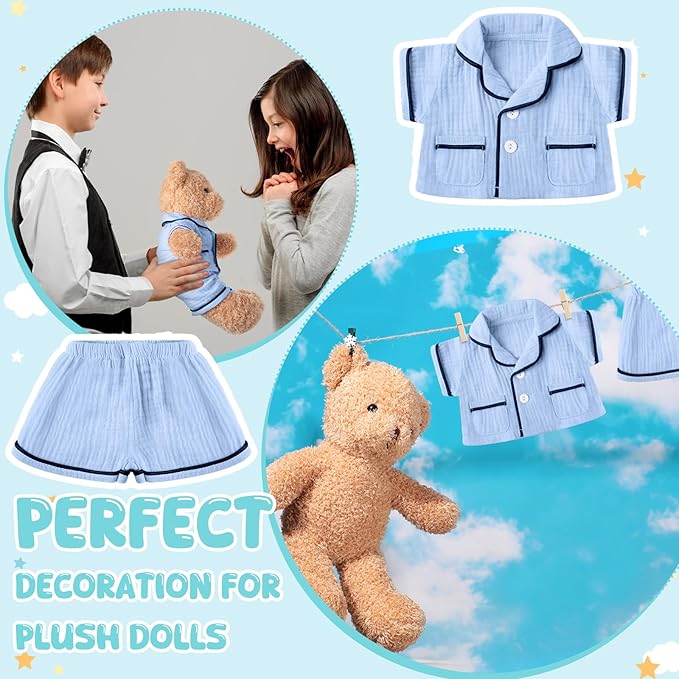 Hungdao Bear Clothes Pajamas Make Your Own Animals Outfits Fits Most 14 Inches Bear Accessories (Blue)