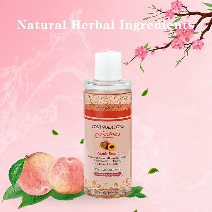 forvirness Feminine Wash for Women pH Balance, Peach Yoni Wash with Coconut Oil, Aloe Vera Extract, 6.7 fl.oz Intimate Wash