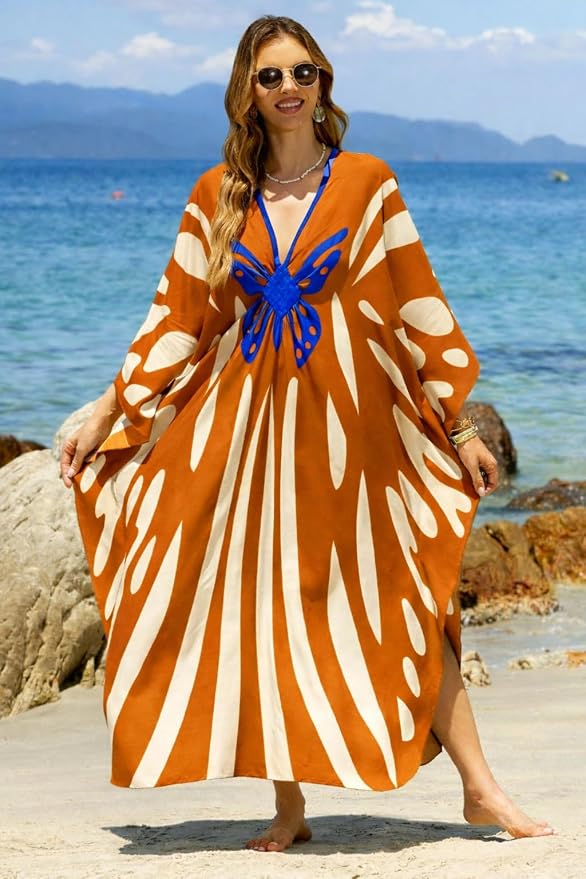 Mumu Dresses for Women Plus Size, Bohemian Kaftan Beach Cover Up Long Maxi Nightgown Soft Loungewear
