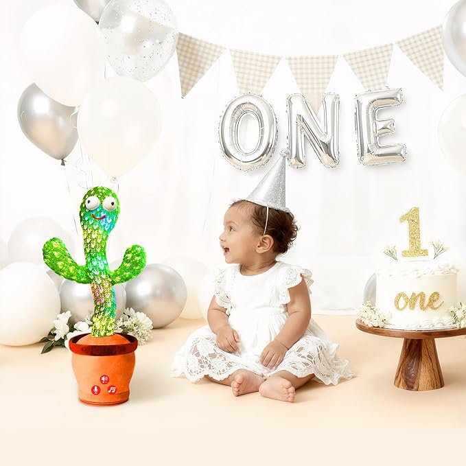 Dancing Talking Cactus Plush Toy for Kids - Volume Adjustable Mimicking and Singing Cactus with Music & Light - Funny Birthday Gifts for Years Old Boy Girl