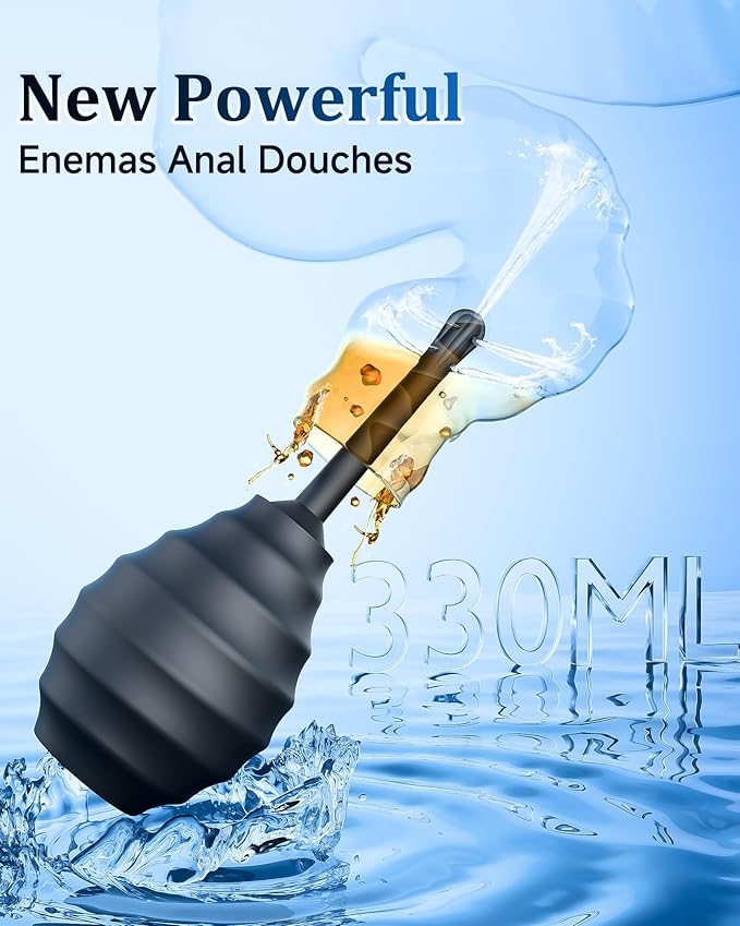 Beisar Enemas Anal Douche for Men Women - 9 Hole Anti Backflow Enema Bulb with Flexible Silicone Nozzle for Colon Cleanse, Feminine Care Shower Enema Douches Kit Cleaner Flusher 11.1 Ounce