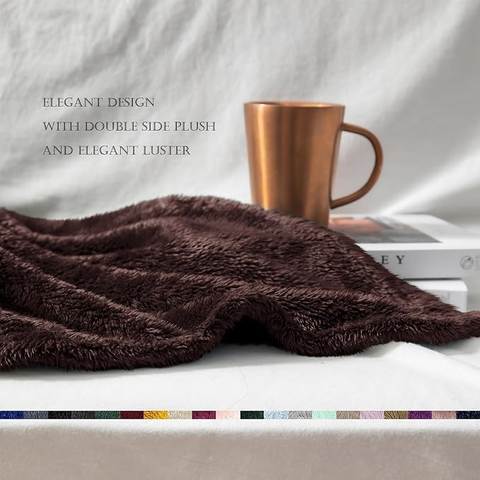 Exclusivo Mezcla Fuzzy Plush Fleece Bed Blanket King Size, Coffee | 104x90 Inches, Super Soft and Cozy Bed Blanket, Fluffy Decorative Bedding for Livingroom, Bedroom, All Season