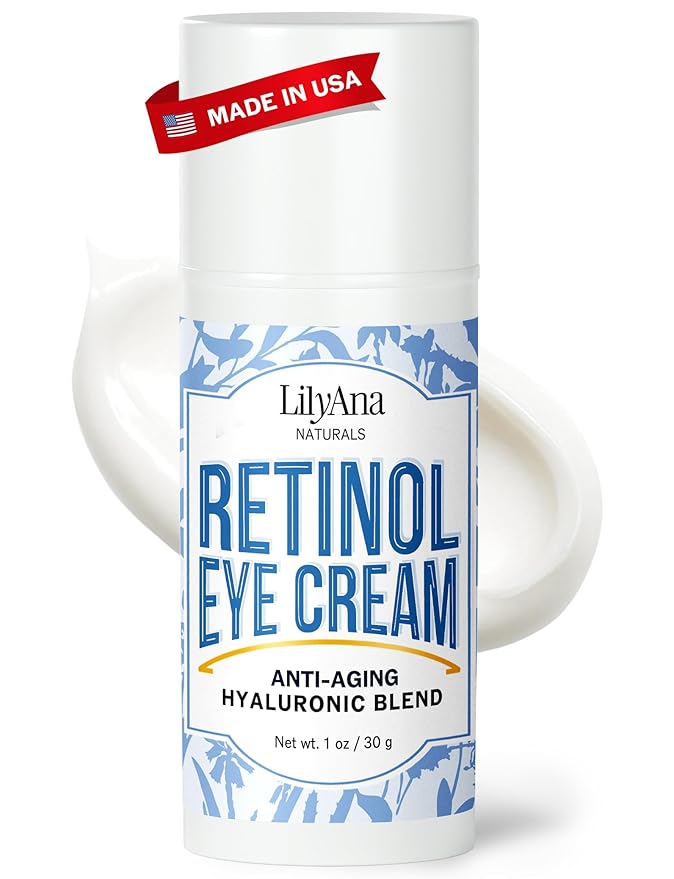 LilyAna Naturals Eye Cream - Eye Cream for Dark Circles and Puffiness, Under Eye Cream, Anti Aging Eye Cream Reduce Fine Lines and Wrinkles (1.0 Ounce, Retinol)