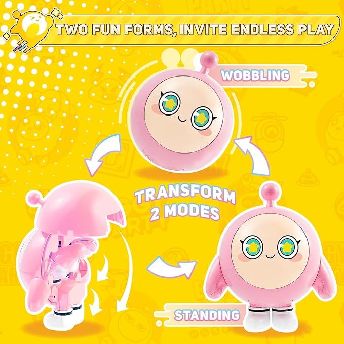 A ALPHA Eggy Party Toys, Rosie Action Figures Transformable Toys, 2-in-1 Eggy Wobbler Toy to All Ages, Cute Tumbler Toy for Kids Boys and Girls Birthday Holidays
