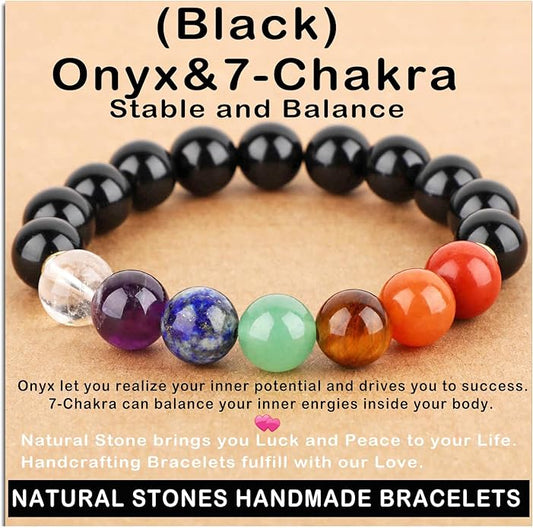 AD Beads Handmade Gemstone Stretch Elastic Bracelet Crystal Healing Reiki Nature's Beauty and Spiritual Essence Unisex