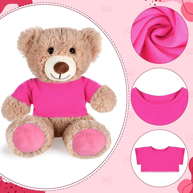 Bear Tee Shirt Fit 14-18inch Bear Clothes Stuffed Animal Clothes Shirt Basic Stuffed Dolls Shirt, Pink