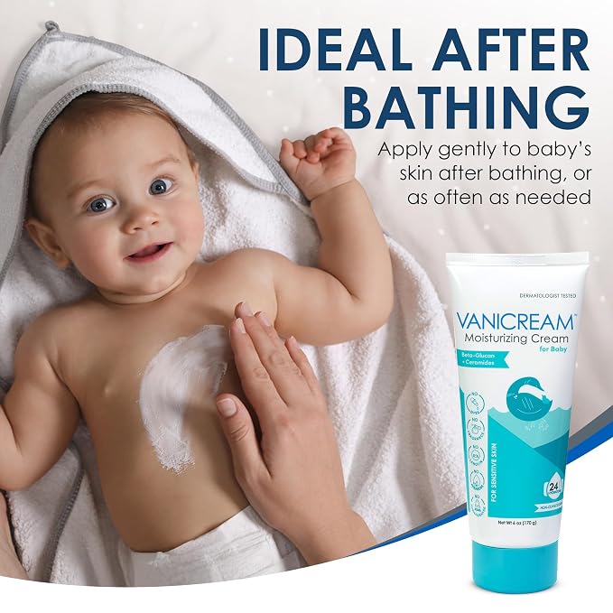 Vanicream Moisturizing Cream for Baby, 6 Oz, Gentle, Hydrating Baby Lotion with Beta-Glucan & Ceramides, Formulated without Common Irritants for Sensitive Skin, All Ages (Pack of 12)