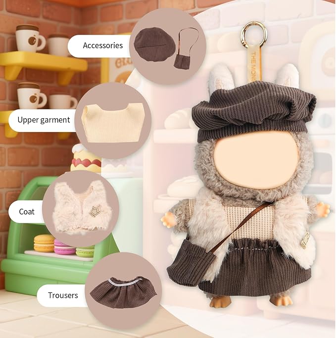 Coolcandy 17cm Doll Clothes for Doll, Fashionable Dolls Outfit with Accessories Suit, Stylish Adorable Dolls Clothes Set, Soft Fabric, Detailed Stitching(Doll Not Included)