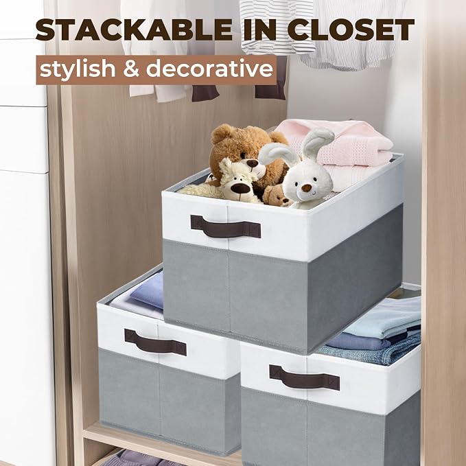 8 Pack Closet Organizers and Storage Bins - Extra Large Storage Baskets for Organizing - Clothes Storage Bins for Shelves -Foldable Organizer Bins Totes for Toy Blanket, Dorm Room Essentials