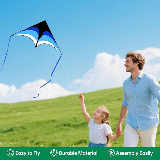 Mint's Colorful Life Delta Kite for Kids & Adults, Extremely Easy to Fly Kite for Beach Trip, Best Kites for Beginners, 300ft String Handle Included