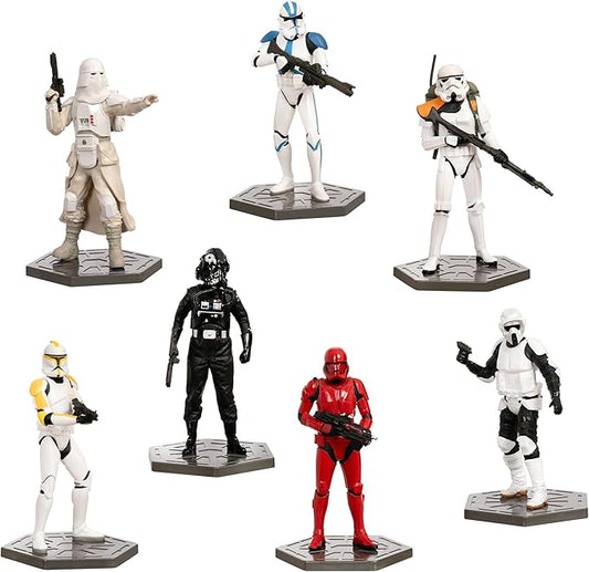 Disney Store Official Stormtrooper Figurine Set – 7 Fully Sculpted Star Wars Figures Including Clone Trooper Commander, 501st Legion Clone Trooper & More - in Double-Tiered Box with Scenic Background