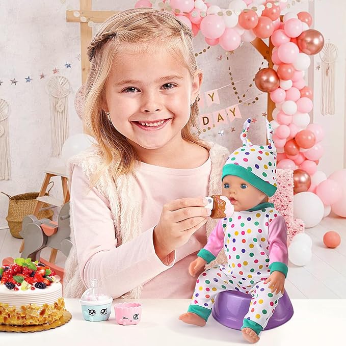 UNICORN ELEMENT 5 Sets Baby Doll Clothes for 14-18 Inch Dolls, Doll Pjs Outfits Playtime Jumpsuits Fit in 15 Inch Dolls Reborn,10 Pcs in Total Doll Clothes and Accessories for 18 Inch Girl Doll