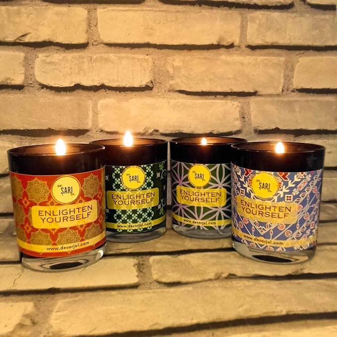 Handmade Glass Ottoman Hammam(Bath) Organic Soap Scent Glass Candle, 14oz 100 Hour Long-Burning, Highly Scented with Eucalyptus, Mint, Lavender. Stress Relief & Aromatherapy. Decorative Gift. (Blue)