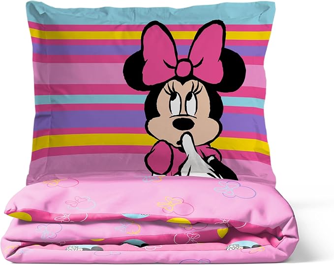 Jay Franco Duvet Cover Set – 2 Piece Comforter Cover and Sham Set, Super Soft Cozy Kids Bedding (Insert Not Included) Pink- Minnie Mouse, Twin