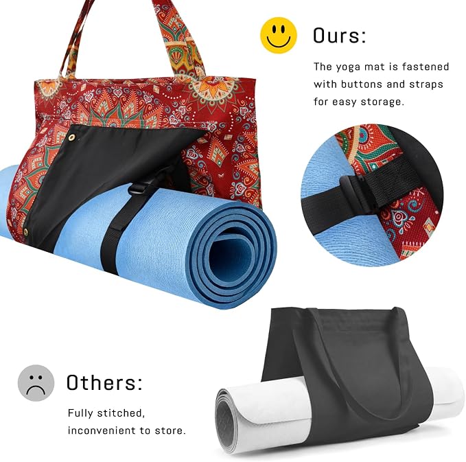 Mandala Yoga Mat Bag Large Yoga Bags and Carrier Fits All Your Stuff Yoga Tote Bags with Zipper Pocket Pilates Bag