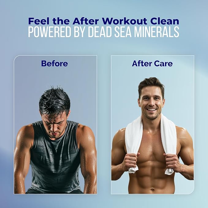 Dead Sea Collection Mens Body Wash TOP 10 ACTIVE – 3 in 1 Body Wash for Men for Hair, Face & Body – Moisturizing Shower Gel with Dead Sea Minerals – Pack of 2 (33.8 fl oz each)